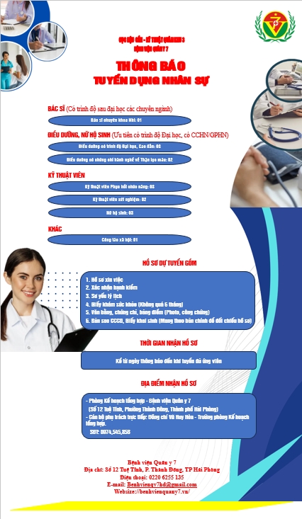 Bệnh viện Quân y 7, Cục Hậu cần - Kỹ thuật, Quân khu 3 thông báo: